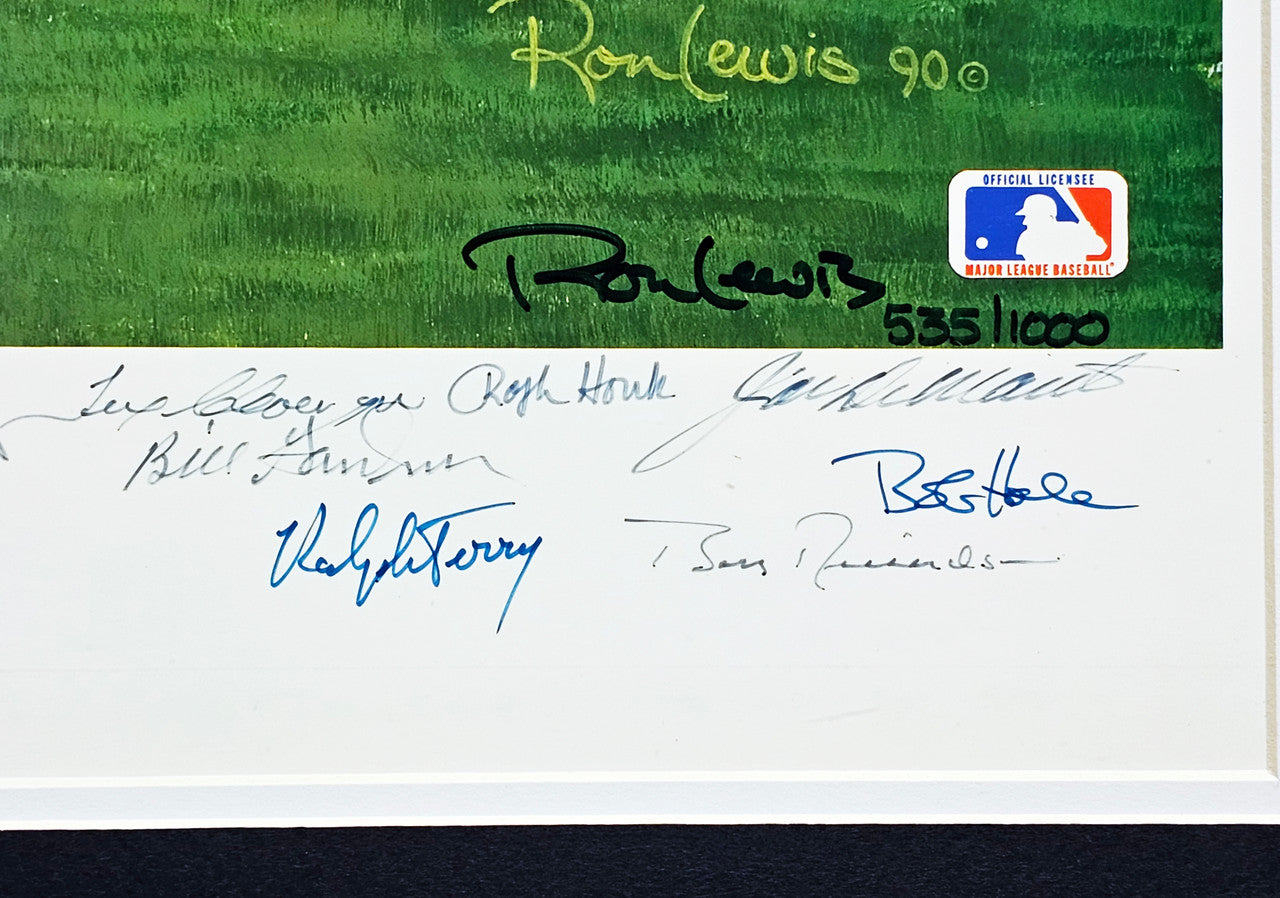 1961 New York Yankees Autographed Framed 24x36 Lithograph Photo With 34 Signatures Including Mickey Mantle & Yogi Berra #535/1000 PSA/DNA #AI03402