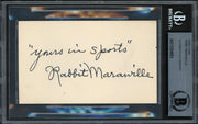 Rabbit Maranville Autographed 3x5 Index Card Boston Braves Auto Grade Mint 9 "Yours In Sports" Beckett BAS #13264853