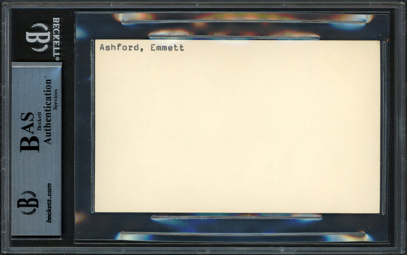 Emmett Ashford Autographed 3x5 Index Card Umpire Beckett BAS #15867656