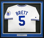 Kansas City Royals George Brett Autographed Framed White Russell Jersey JSA #Z93492