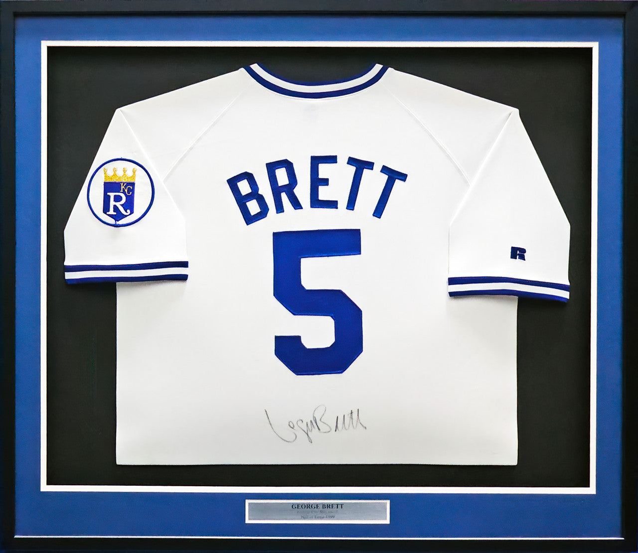 Kansas City Royals George Brett Autographed Framed White Russell Jersey JSA #Z93492