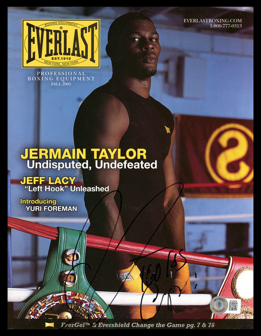 Jermain Taylor Autographed Everlast Magazine Beckett BAS QR #BH26956