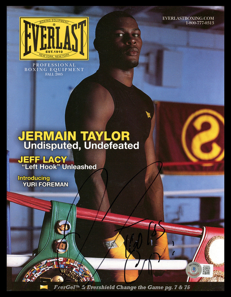 Jermain Taylor Autographed Everlast Magazine Beckett BAS QR #BH26956