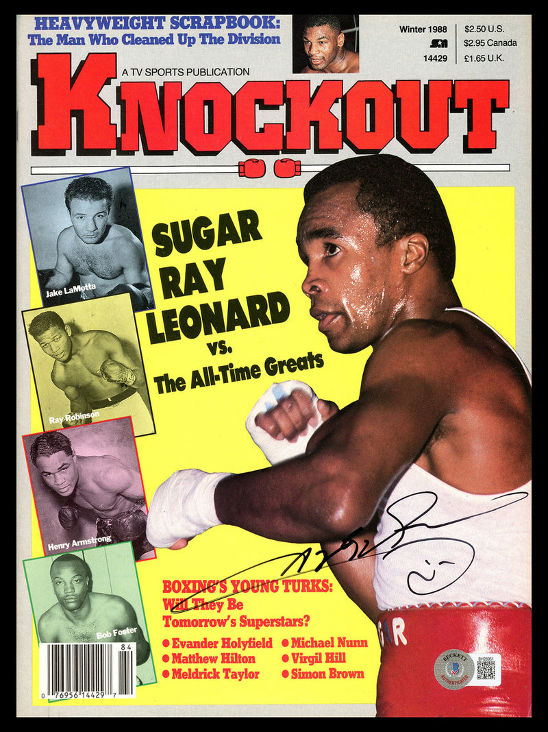 Sugar Ray Leonard Autographed KO Magazine Beckett BAS QR #BH26951
