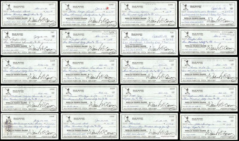 Lot of 20 Willie McCovey Autographed 3x6 Checks San Francisco Giants SKU #219425