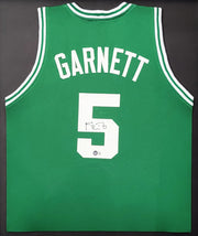 Boston Celtics Kevin Garnett Autographed Framed Green Jersey Beckett BAS QR Stock #208170