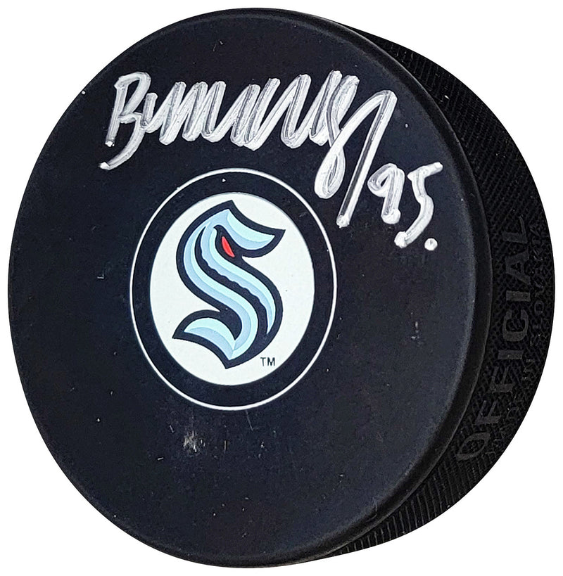 Andre Burakovsky Autographed Official Seattle Kraken Logo Hockey Puck Fanatics Holo Stock #208686