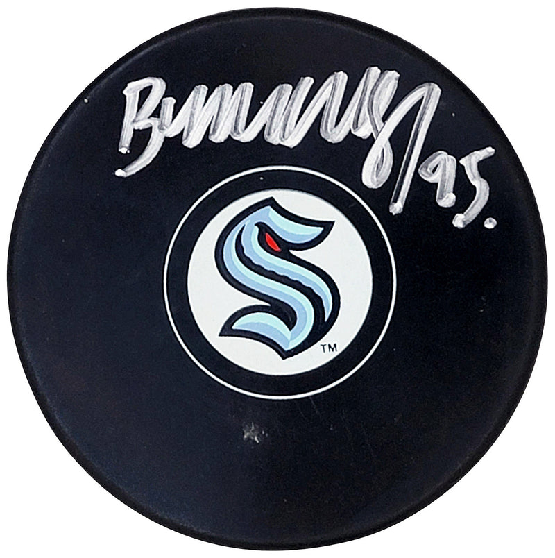 Andre Burakovsky Autographed Official Seattle Kraken Logo Hockey Puck Fanatics Holo Stock #208686