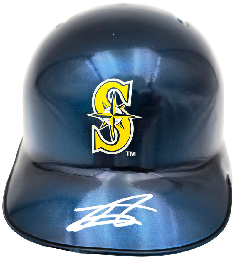 Julio Rodriguez Autographed Seattle Mariners Chrome Blue Mini Helmet  Beckett BAS QR Stock #234036