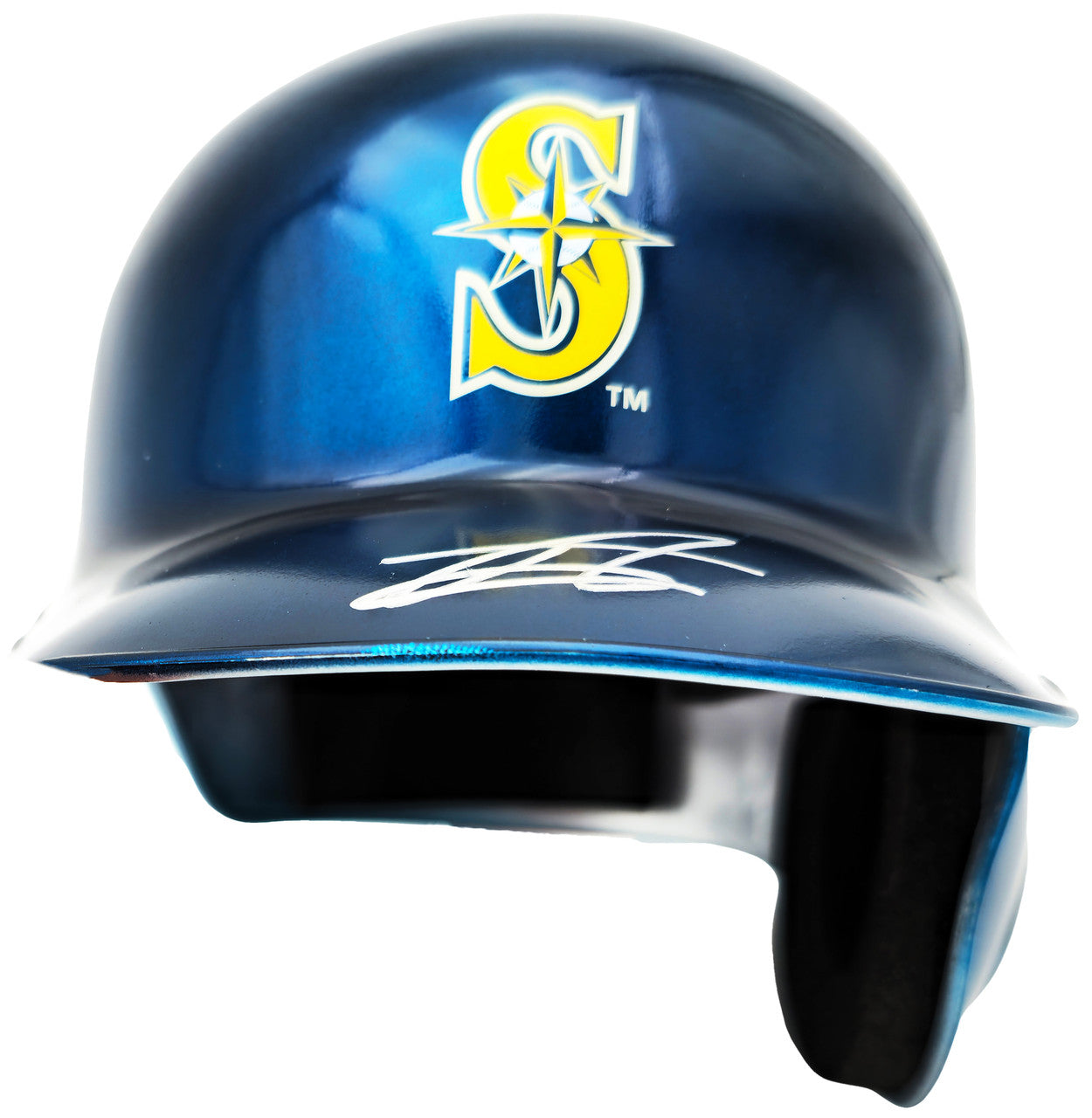 Julio Rodriguez Autographed Seattle Mariners Chrome Blue Mini Helmet  Beckett BAS QR Stock #234036