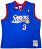 Philadelphia 76ers Allen Iverson Autographed Blue Authentic Mitchell & Ness 1999-00 HWC Swingman Jersey Size XXL Beckett BAS Witness Stock #220420