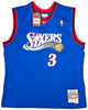 Philadelphia 76ers Allen Iverson Autographed Blue Authentic Mitchell & Ness 1999-00 HWC Swingman Jersey Size XL Beckett BAS Witness Stock #220419
