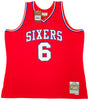 Philadelphia 76ers Julius "Dr. J" Erving Autographed Red Authentic Mitchell & Ness 1982-83 HWC Swingman Jersey Size XXL Beckett BAS Witness Stock #220408