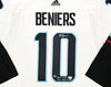 Seattle Kraken Matty Beniers Autographed White Adidas PrimeGreen Jersey Size 54 "2023 Calder 24G-33A-57PTS" #/50 Fanatics Holo Stock #220432