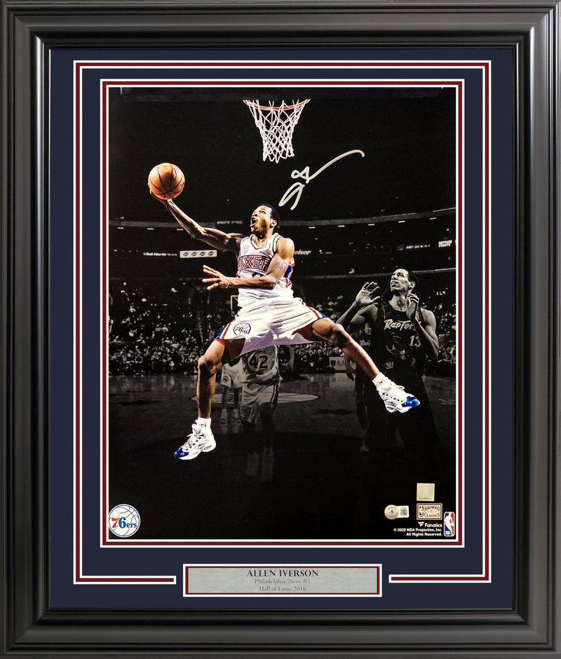 Allen Iverson Autographed Framed 16x20 Photo Philadelphia 76ers Beckett BAS Witness Stock #265806