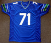 Seattle Seahawks Walter Jones Autographed Blue Jersey "HOF '14" MCS Holo Stock #72404