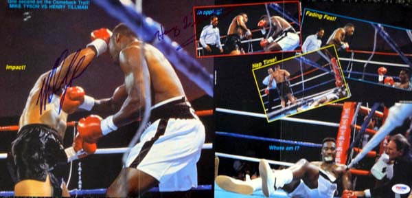 Mike Tyson & Henry Tillman Autographed Magazine Poster Photo Vintage PSA/DNA #T19764