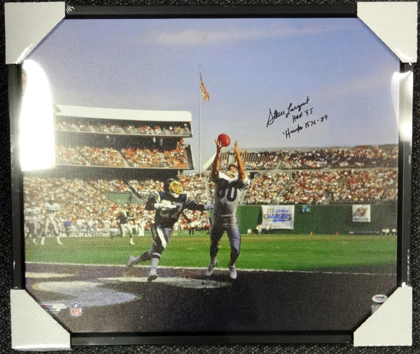 Steve Largent Autographed Framed 20x24 Canvas Photo Seattle Seahawks "HOF 95 & Hawks 1976-89" #/80 PSA/DNA Stock #94474