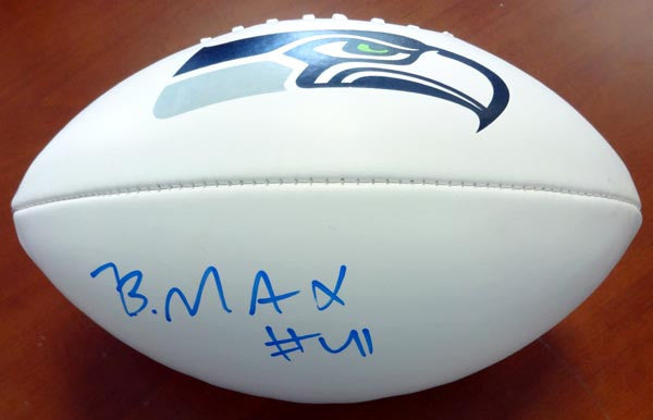 Byron Maxwell Autographed White Logo Football Seattle Seahawks MCS Holo Stock #76412