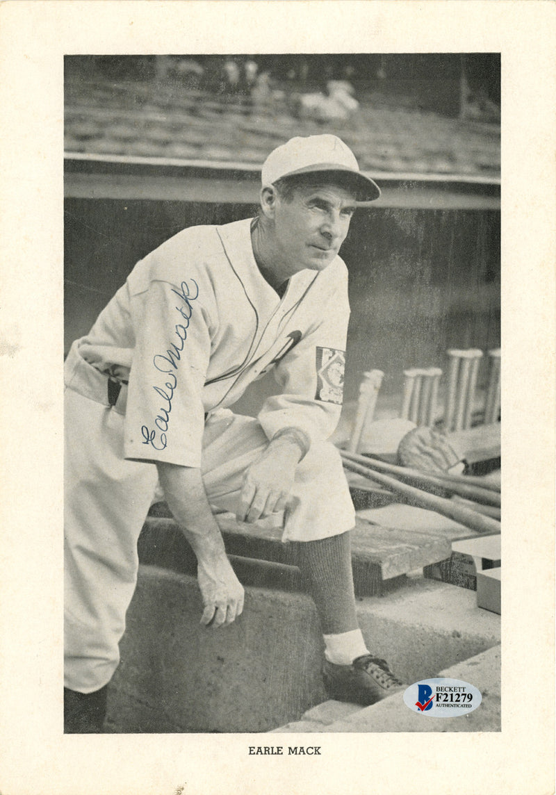 Earle Mack Autographed 7x10 Photo Philadelphia A's Beckett BAS #F21279