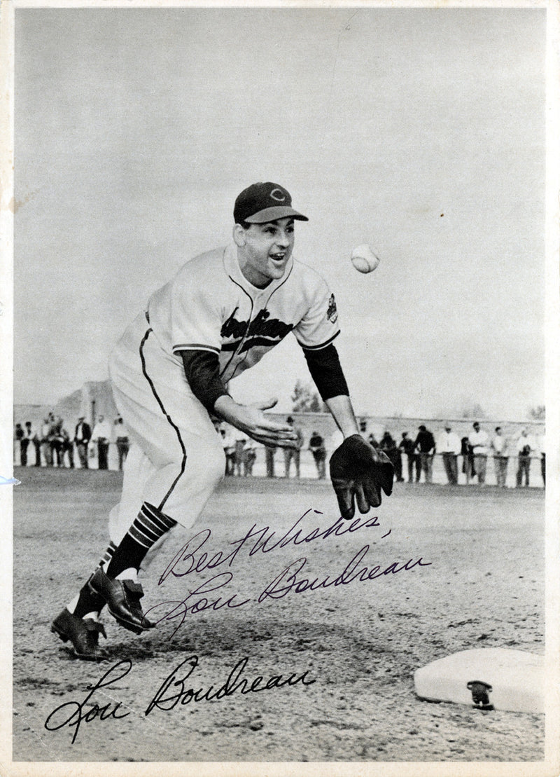 Lou Boudreau Autographed 6.5x9 Photo Picture Pack 1948 Cleveland Indians "Best Wishes" Beckett BAS #F98272