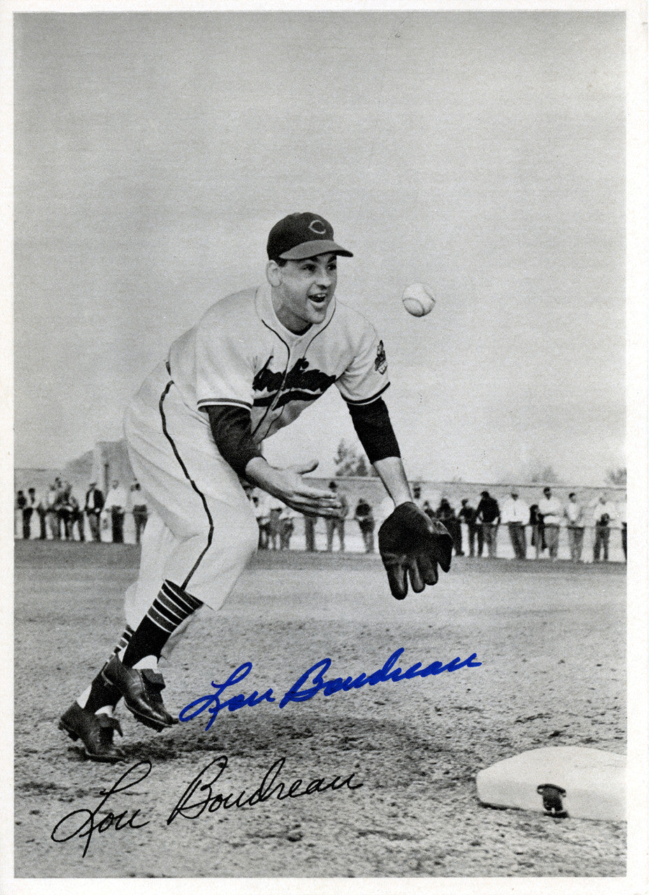 Lou Boudreau Autographed 6.5x9 Photo Picture Pack 1948 Cleveland Indians Beckett BAS #F98274