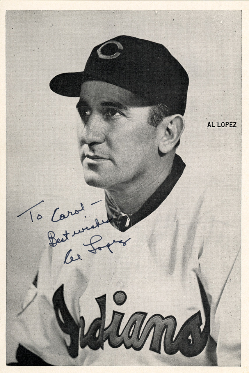 Al Lopez Autographed 6x8.5 Photo Picture Pack Cleveland Indians "To Carol Best Wishes" Beckett BAS #F98296