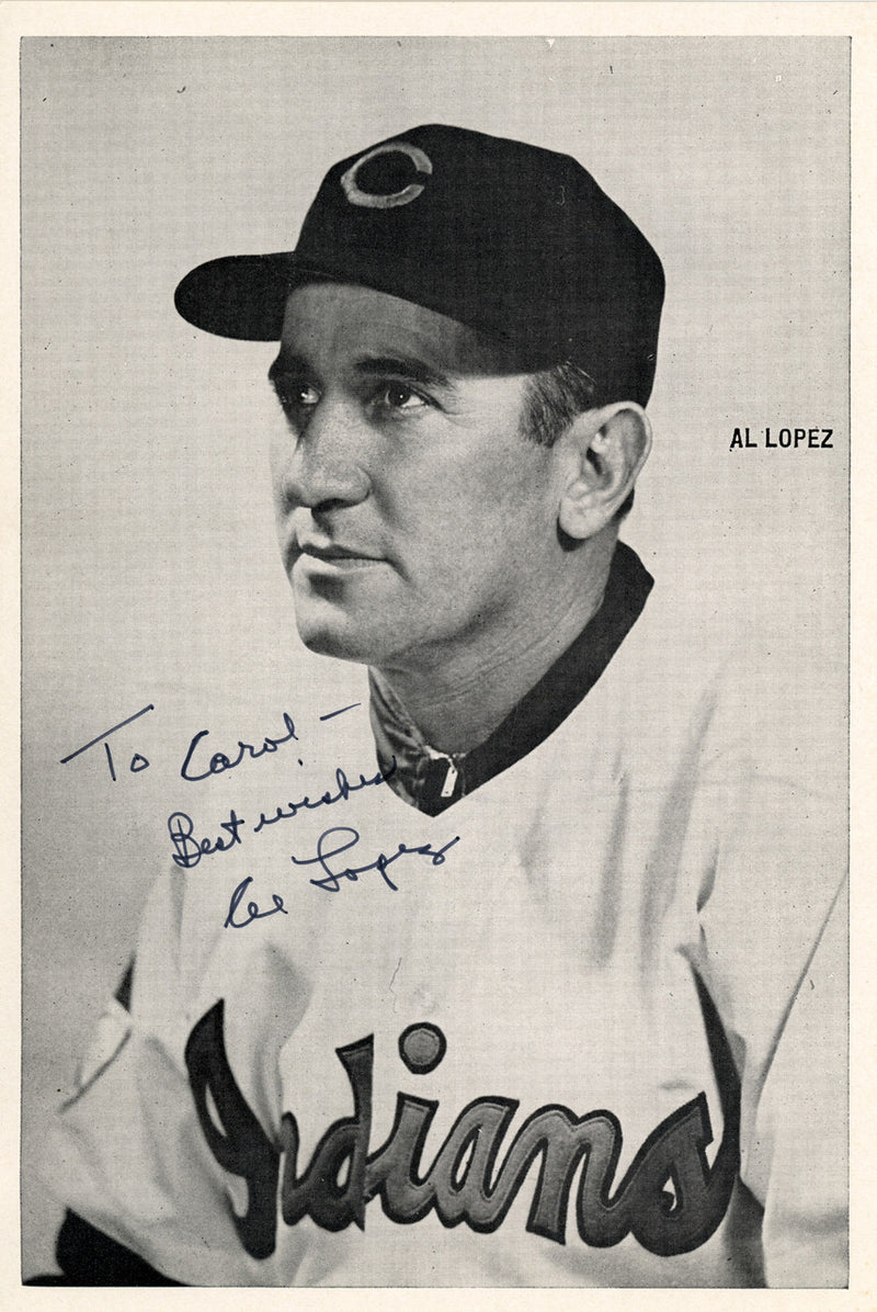 Al Lopez Autographed 6x8.5 Photo Picture Pack Cleveland Indians "To Carol Best Wishes" Beckett BAS #F98296
