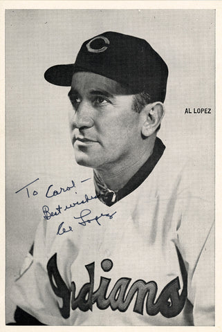Al Lopez Autographed 6x8.5 Photo Picture Pack Cleveland Indians "To Carol Best Wishes" Beckett BAS #F98296