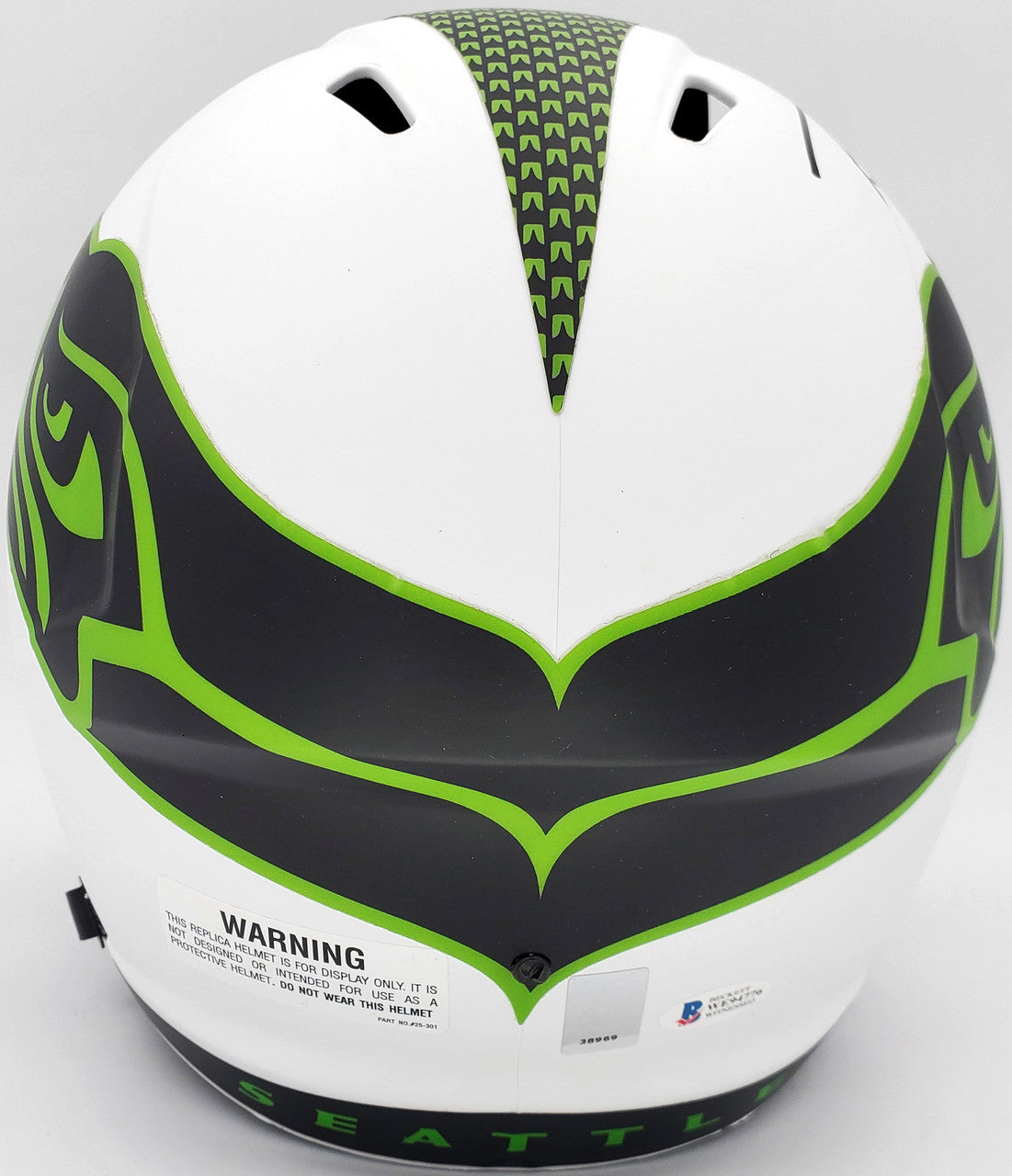 Russell Wilson Autographed Seattle Seahawks White Lunar Eclipse Full Size Speed Replica Helmet RW Holo & Beckett BAS Stock #194002