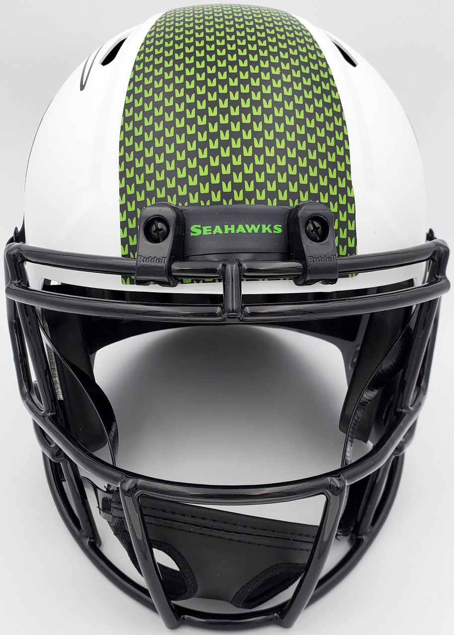 Russell Wilson Autographed Seattle Seahawks White Lunar Eclipse Full Size Speed Replica Helmet RW Holo & Beckett BAS Stock #194002
