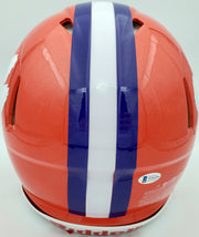 Travis Etienne Autographed Clemson Tigers Orange Full Size Authentic Speed Helmet "2018 Natl Champs!" Beckett BAS Stock #193991