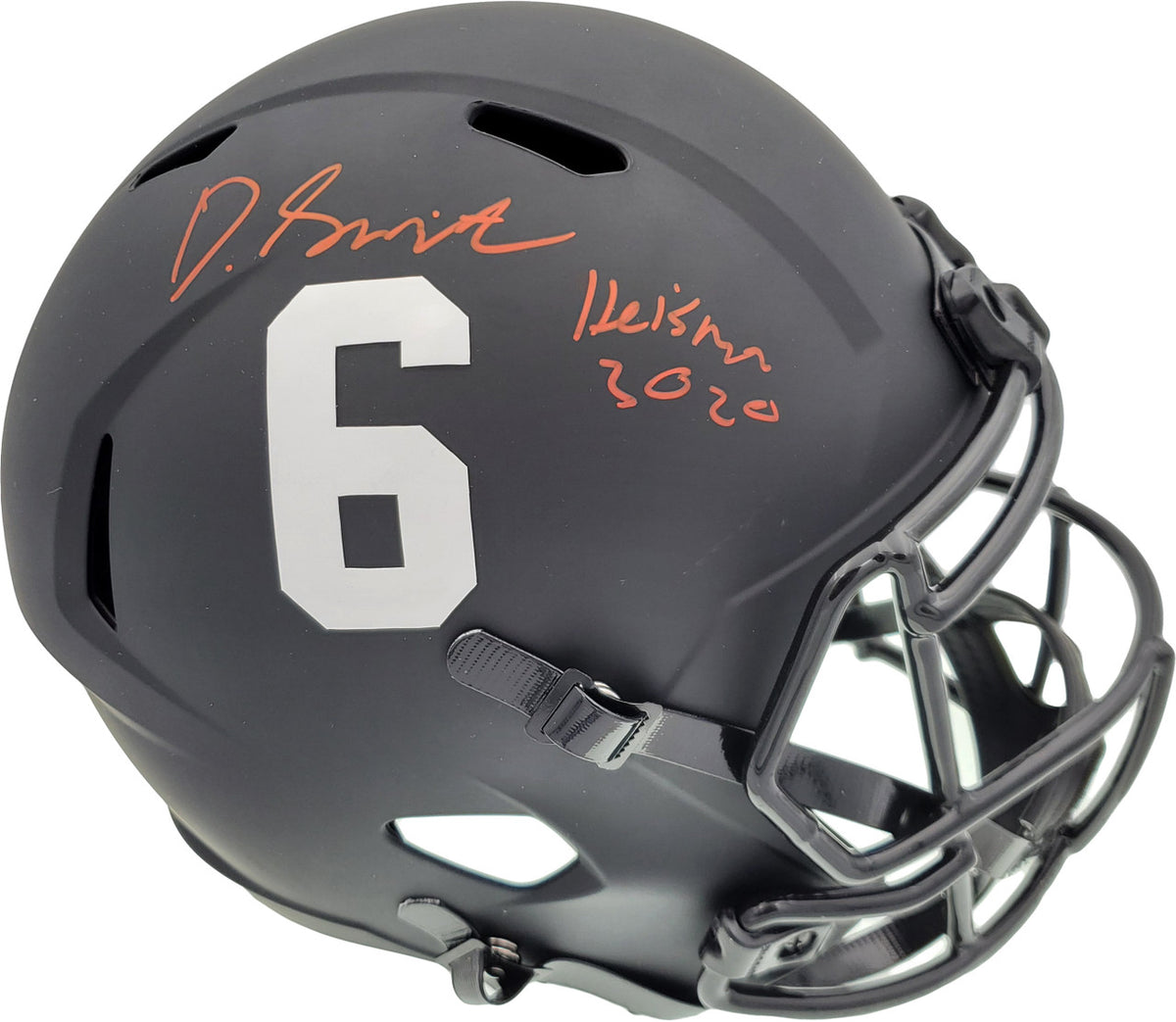 Devonta Smith Autographed Alabama Crimson Tide Eclipse Black Full Size Replica Speed Helmet "Heisman 2020" Beckett BAS Stock #191976