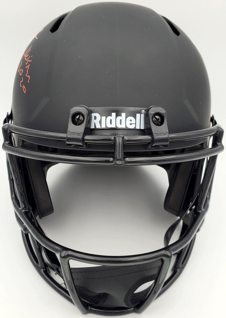 Devonta Smith Autographed Alabama Crimson Tide Eclipse Black Full Size Replica Speed Helmet "Heisman 2020" Beckett BAS Stock #191976