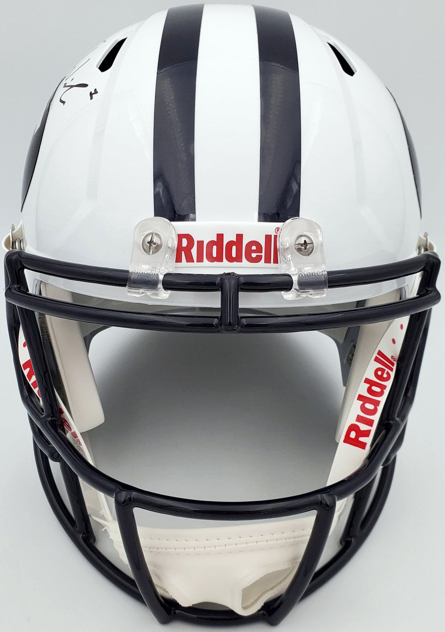 Zach Wilson Autographed BYU Cougars White Full Size Replica Speed Helmet Beckett BAS Stock #191105
