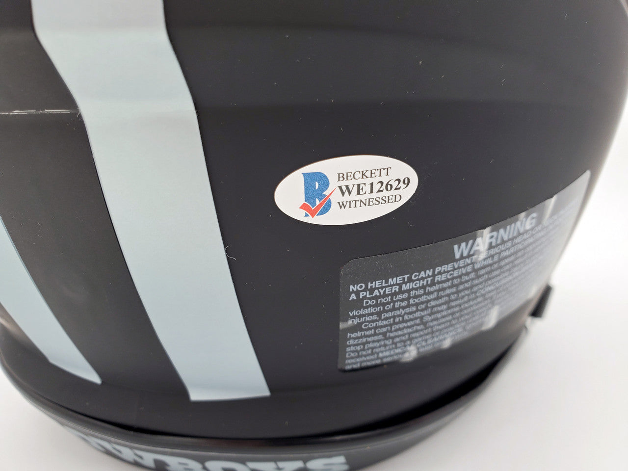 Roger Staubach Autographed Eclipse Black Dallas Cowboys Full Size Authentic Speed Helmet Beckett BAS Stock #185834