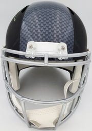 Russell Wilson Autographed Seattle Seahawks Matte Black Speed Full Size Replica Helmet In Green RW Holo Stock #145844