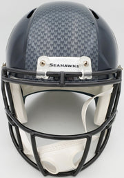 Russell Wilson Autographed Seattle Seahawks Speed Full Size Helmet In Silver RW Holo Stock #113611