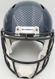 Russell Wilson Autographed Seattle Seahawks Full Size Replica Speed Helmet "SB XLVIII Champs" In Green RW Holo Stock #94267