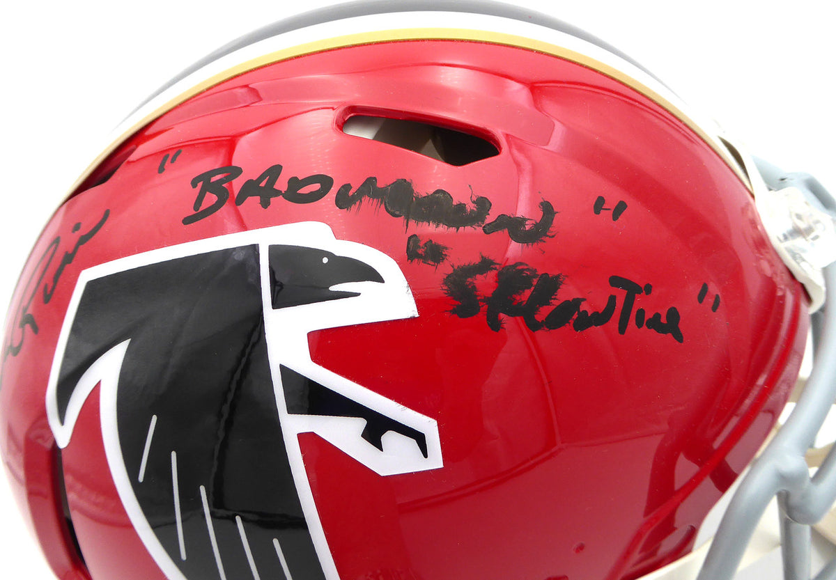 Andre Rison Autographed Atlanta Falcons Red Throwback Full Size Authentic Helmet "Bad Moon Showtime" Beckett BAS Witness #3W056105