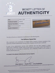Ted Williams Autographed Louisville Slugger Game Model Bat Boston Red Sox #/521 Beckett BAS QR #AE85506