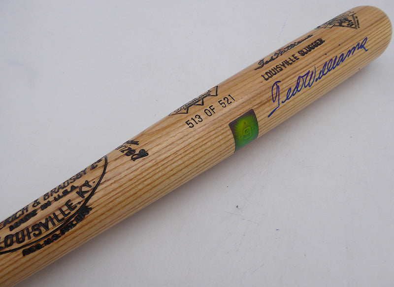 Ted Williams Autographed Louisville Slugger Game Model Bat Boston Red Sox #/521 Beckett BAS QR #AE85507