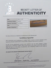 Ted Williams Autographed Louisville Slugger Game Model Bat Boston Red Sox #/521 Beckett BAS QR #AE85507