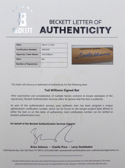 Ted Williams Autographed Louisville Slugger Game Model Bat Boston Red Sox #/521 Beckett BAS QR #AE85509