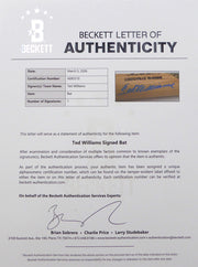 Ted Williams Autographed Louisville Slugger Game Model Bat Boston Red Sox #/521 Beckett BAS QR #AE85510