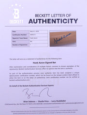 Hank Aaron Autographed Louisville Slugger Bat Atlanta Braves Beckett BAS QR #AE85513