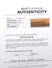 Willie Mays Autographed Adirondack Bat San Francisco Giants Beckett BAS QR #AE49001