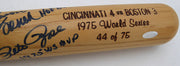Johnny Bench "HOF 89", Pete Rose "1975 WS MVP" & Sparky Anderson Autographed Louisville Slugger Bat Cincinnati Reds Beckett BAS QR #AE49006