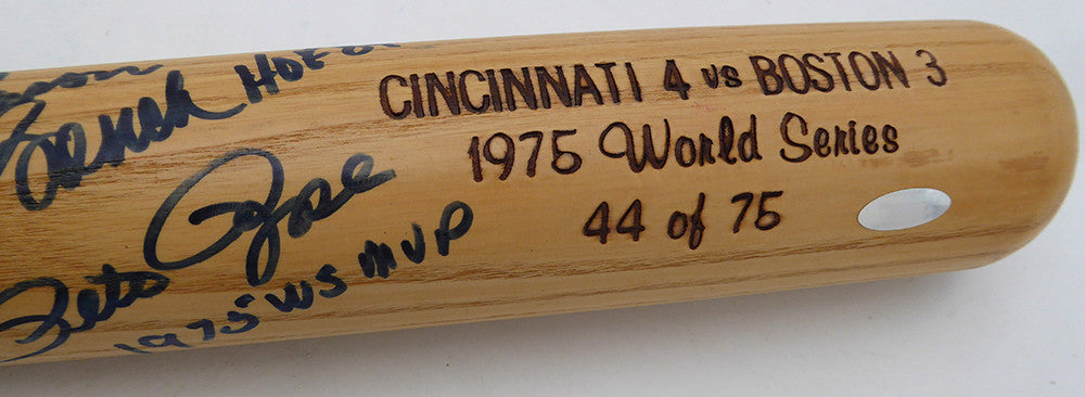 Johnny Bench "HOF 89", Pete Rose "1975 WS MVP" & Sparky Anderson Autographed Louisville Slugger Bat Cincinnati Reds Beckett BAS QR #AE49006