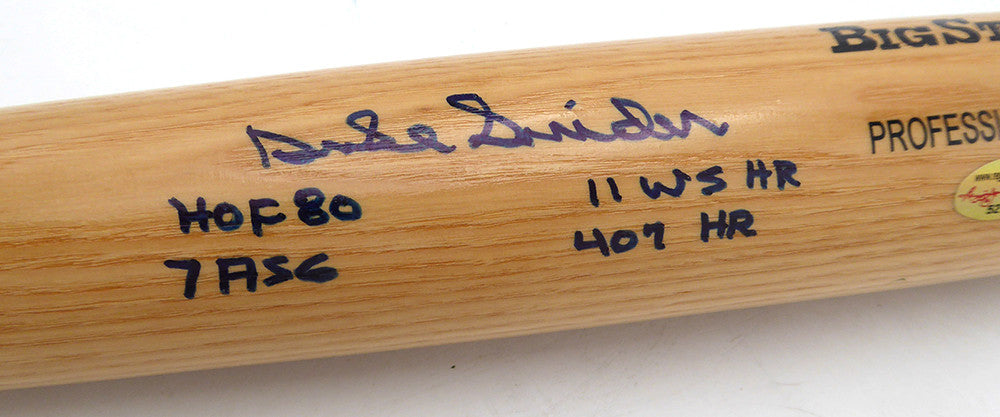 Duke Snider Autographed Rawlings Bat Brooklyn Dodgers "HOF 80, 7 ASG, 11 WS HR & 407 HR" Beckett BAS QR #BU87131